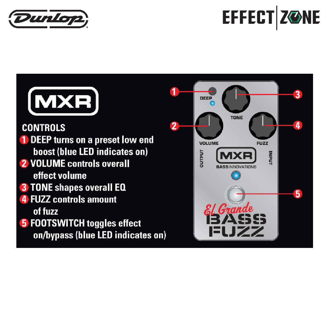 เอฟเฟคเบส Jim Dunlop MXR M182 El Grande Bass Fuzz (Stompbox Pedal)