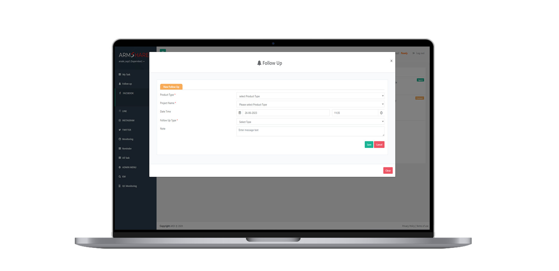 ardi-armshare-social-CRM_FOLLOW-UP-แจ้งเตือนการติดตามผล